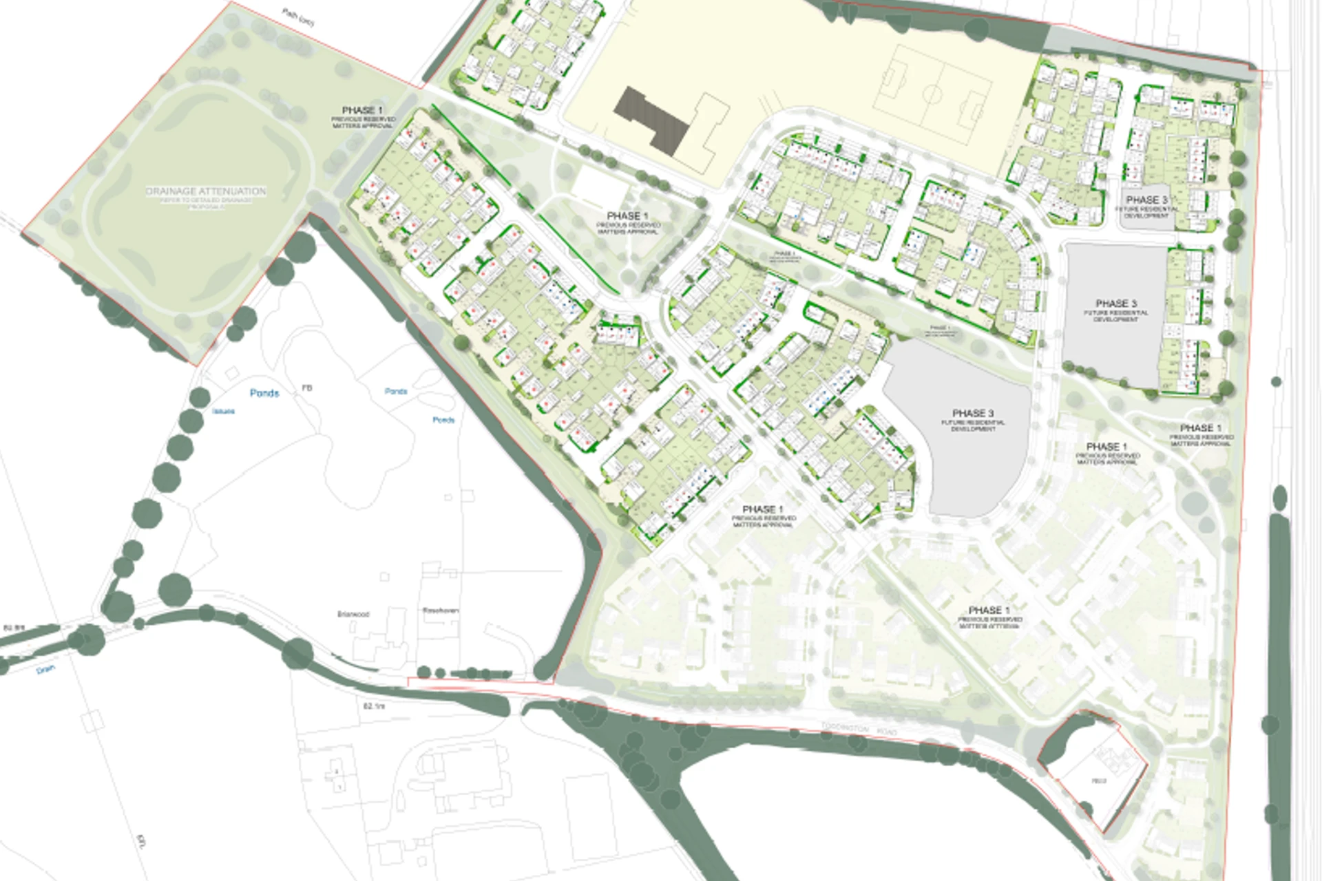 Arial illustration of plans for Toddington Road, Harlington development