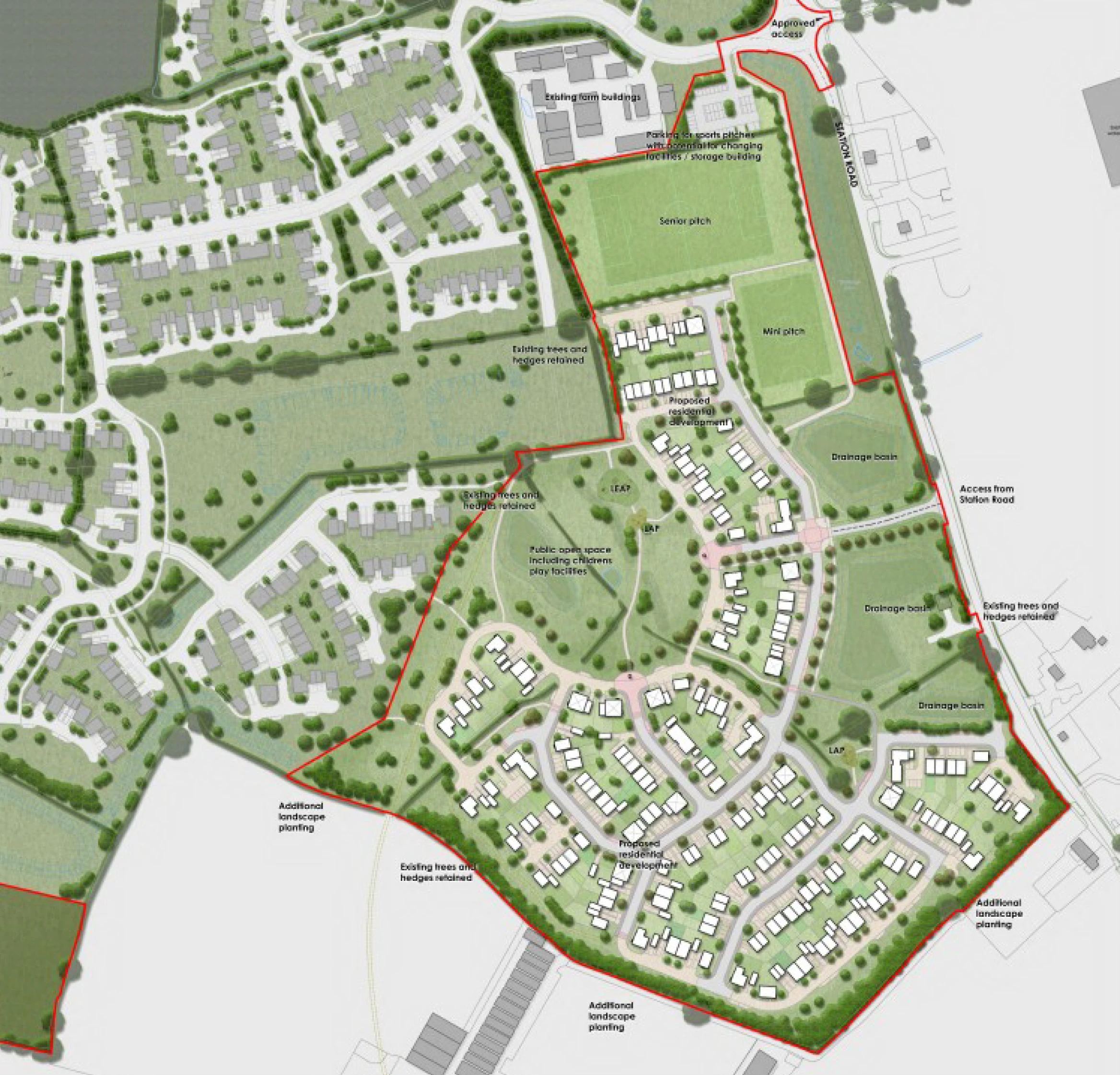 Arial illustration of plans for Station Road, Halisham development