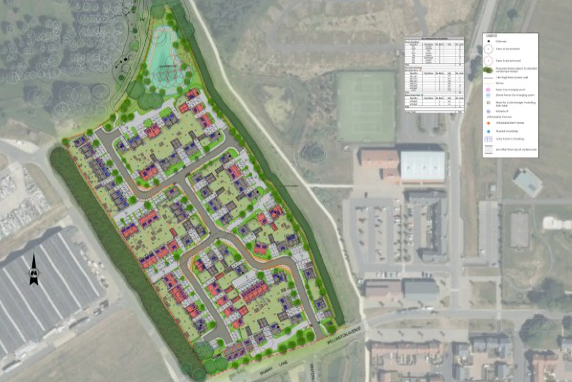 Arial illustration of plans for Meon Vale, Long Marston development